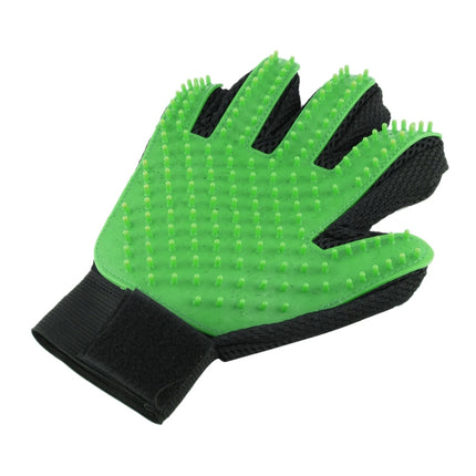 Right Hand Five Finger Deshedding Brush Glove Pet Gentle Efficient Massage Grooming(Green)-garmade.com