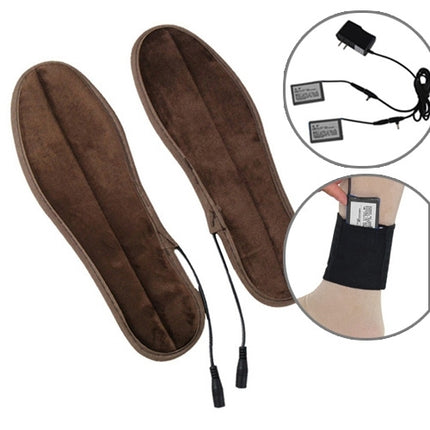 Lithium Battery Powered & Rechargeable Heated Insoles Keep Feet Warm Pad, Keep Warm 8-9 hours, Size: 35-36 yard(Brown)-garmade.com