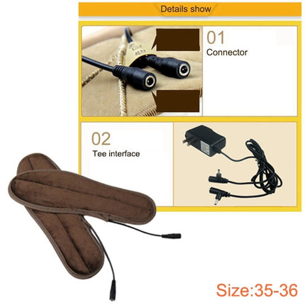 Lithium Battery Powered & Rechargeable Heated Insoles Keep Feet Warm Pad, Keep Warm 8-9 hours, Size: 35-36 yard(Brown)-garmade.com
