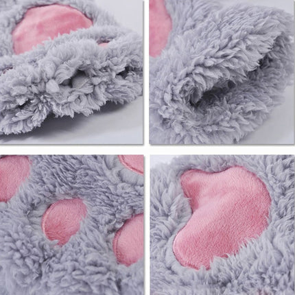 Winter Lovely Cartoon Cat Claw Lady Gloves Thick Warm Fluffy Paws Half Finger Gloves(Coffee)-garmade.com