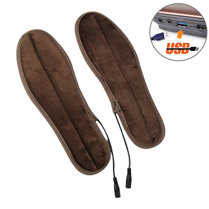 USB Electric Powered Heated Insoles Keep Feet Warm Pad with USB Cable, Size: 41-42 yard(Brown)-garmade.com