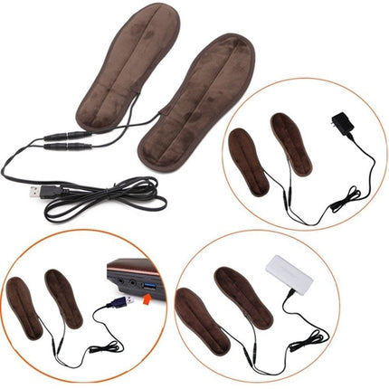 USB Electric Powered Heated Insoles Keep Feet Warm Pad with USB Cable, Size: 43-44 yard(Brown)-garmade.com