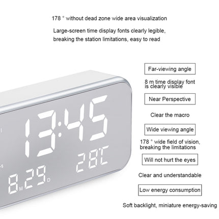 Multi-functional Large Screen LED Digital Music Alarm Clock with Time / Week / Temperature / Calendar Display & Remote Control, DC 5V-garmade.com