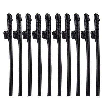 10 PCS Dicky Sipping Straw, Length: about 19cm(Black)-garmade.com