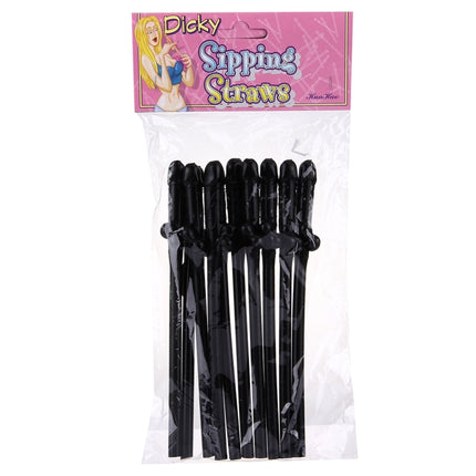 10 PCS Dicky Sipping Straw, Length: about 19cm(Black)-garmade.com