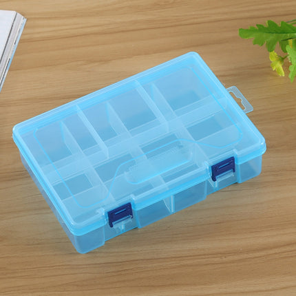 Double layer 8 Slots Plastic Jewelry Box Organizer Storage Container with Adjustable Dividers(Blue)-garmade.com