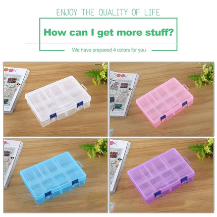 Double layer 8 Slots Plastic Jewelry Box Organizer Storage Container with Adjustable Dividers(Blue)-garmade.com