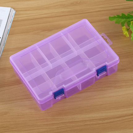 Double layer 8 Slots Plastic Jewelry Box Organizer Storage Container with Adjustable Dividers(Purple)-garmade.com