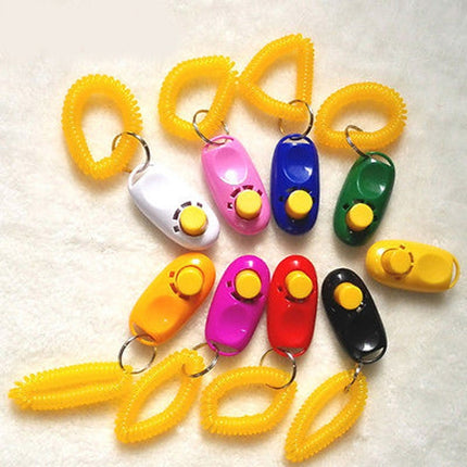 10 PCS Pet Training Clicker Button Dog Training Whistle with Key Chain & Spring Chain, Random Color Delivery-garmade.com