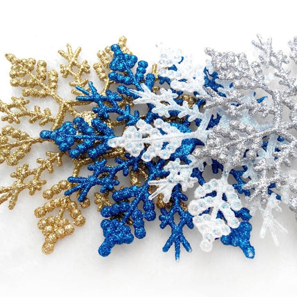 12 PCS Christmas Tree Ornaments Acrylic Snowflake Pieces Decorative Pendant Loose Powder, Diameter: 10cm(Dark Blue)-garmade.com