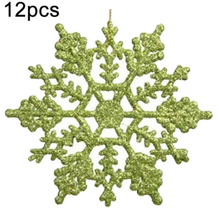 12 PCS Christmas Tree Ornaments Acrylic Snowflake Pieces Decorative Pendant Loose Powder, Diameter: 10cm(Green)-garmade.com