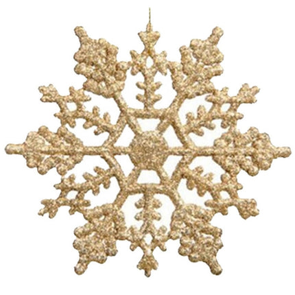 12 PCS Christmas Tree Ornaments Acrylic Snowflake Pieces Decorative Pendant Loose Powder, Diameter: 10cm(Gold)-garmade.com