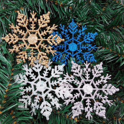 12 PCS Christmas Tree Ornaments Acrylic Snowflake Pieces Decorative Pendant Loose Powder, Diameter: 10cm(Gold)-garmade.com