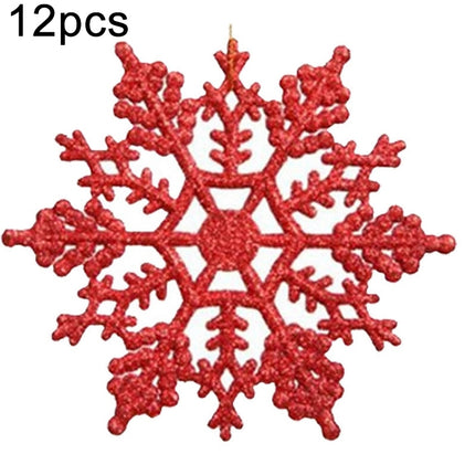 12 PCS Christmas Tree Ornaments Acrylic Snowflake Pieces Decorative Pendant Loose Powder, Diameter: 10cm(Red)-garmade.com