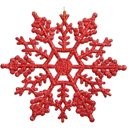 12 PCS Christmas Tree Ornaments Acrylic Snowflake Pieces Decorative Pendant Loose Powder, Diameter: 10cm(Red)-garmade.com