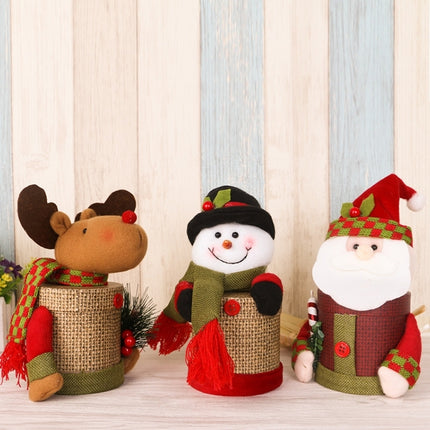 Christmas Decoration Linen Gift Box Cute Snowman Candy Jar, Size: 25*10cm-garmade.com