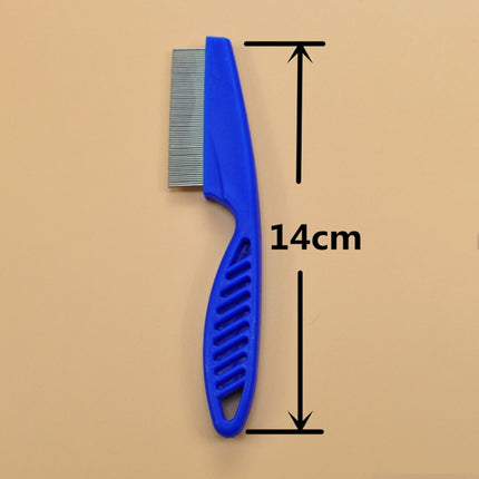 5 PCS Pet Cats Dogs Supplies Combs Fine Toothed Stainless Steel Needle Fleas Removal Combs, Length: 14cm (Blue)-garmade.com