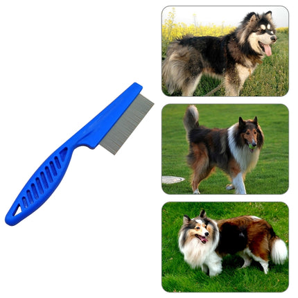 5 PCS Pet Cats Dogs Supplies Combs Fine Toothed Stainless Steel Needle Fleas Removal Combs, Length: 14cm (Blue)-garmade.com