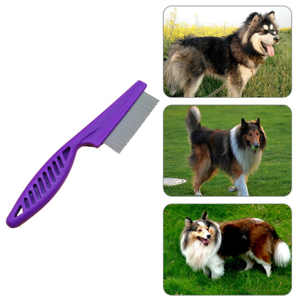 5 PCS Pet Cats Dogs Supplies Combs Fine Toothed Stainless Steel Needle Fleas Removal Combs, Length: 14cm (Purple)-garmade.com