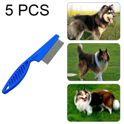 5 PCS Pet Cats Dogs Supplies Combs Fine Toothed Stainless Steel Needle Fleas Removal Combs, Length: 18.5cm (Blue)-garmade.com
