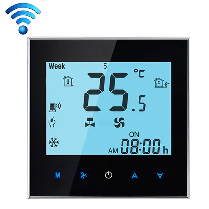 LCD Display Air Conditioning 4-Pipe Programmable Room Thermostat for Fan Coil Unit, Supports Wifi (Black)-garmade.com