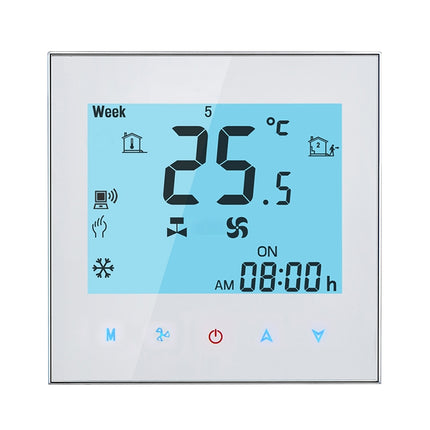LCD Display Air Conditioning 4-Pipe Programmable Room Thermostat for Fan Coil Unit, Supports Wifi (White)-garmade.com