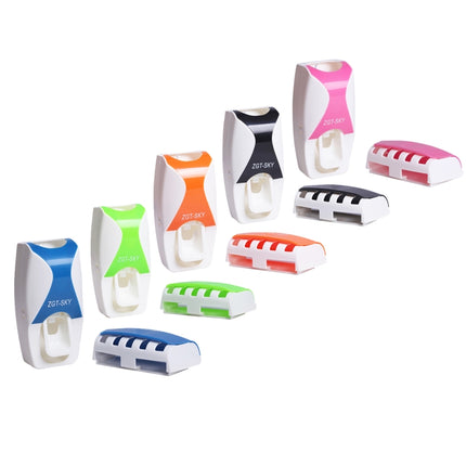 Automatic Toothpaste Dispenser Set with 5 Toothbrush Holder (Pink)-garmade.com