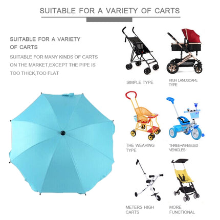 Adjustable Laciness Umbrella For Golf Carts, Baby Strollers/Prams And Wheelchairs To Provide Protection From Rain And The Sun(Azure)-garmade.com