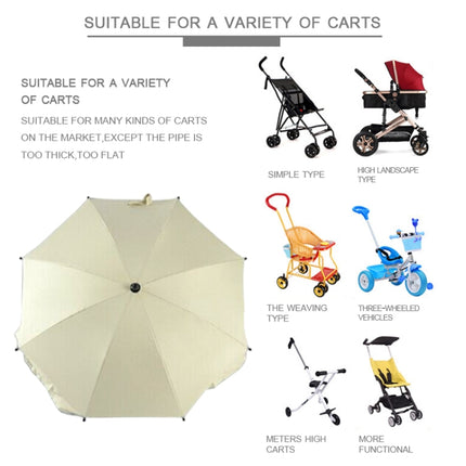 Adjustable Laciness Umbrella For Golf Carts, Baby Strollers/Prams And Wheelchairs To Provide Protection From Rain And The Sun(White)-garmade.com