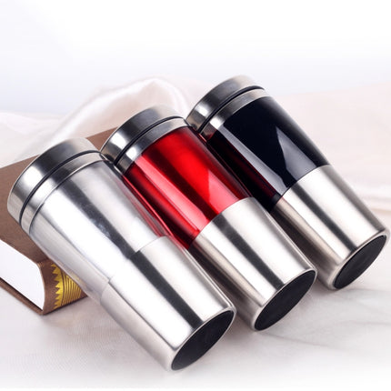 430ml Double Insulated Stainless Steel Mug In-Car Using Business Water Bottle(Black)-garmade.com