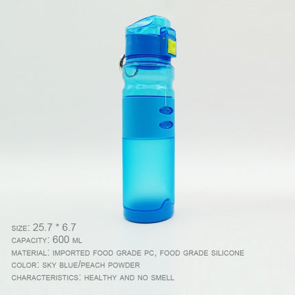 600ml Professional Frosted Plastic Water Bottle For Outdoor Sports With Lifting Yoke(Blue)-garmade.com