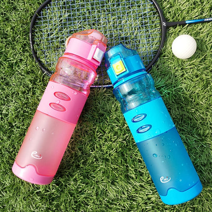 600ml Professional Frosted Plastic Water Bottle For Outdoor Sports With Lifting Yoke(Blue)-garmade.com