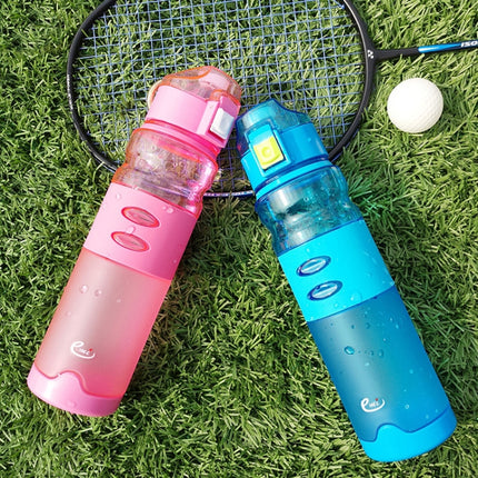 600ml Professional Frosted Plastic Water Bottle For Outdoor Sports With Lifting Yoke(Pink)-garmade.com