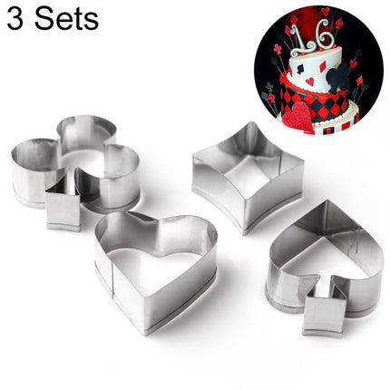 3 Sets Stainless Steel Poker Cookie Mold Playing Cards Cake Fondant Mold Spade Heart Biscuit Cutter-garmade.com
