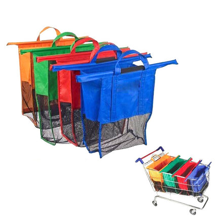 4 PCS / Set Supermarket Trolley Bags Non-Woven Portable Shopping Bags-garmade.com