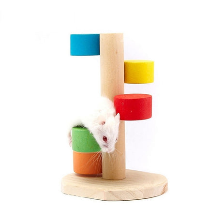 Pet Natural Wood Hamster Colorful Scaling Step Ladder Platform Toy for Small Pets-garmade.com