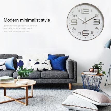12 inch Creative Decorative Round Shape Living Room Simple Modern Quartz Wall Clock(Silver)-garmade.com