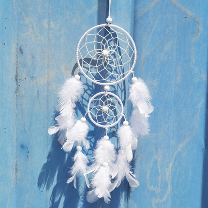 Creative White Lace Flower Dream Catcher Wind Chimes Feather Pendant for Home Wall Decorations Ornament, Random Style Delivery-garmade.com