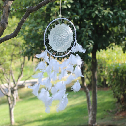 Creative White Lace Flower Dream Catcher Wind Chimes Feather Pendant for Home Wall Decorations Ornament, Random Style Delivery-garmade.com