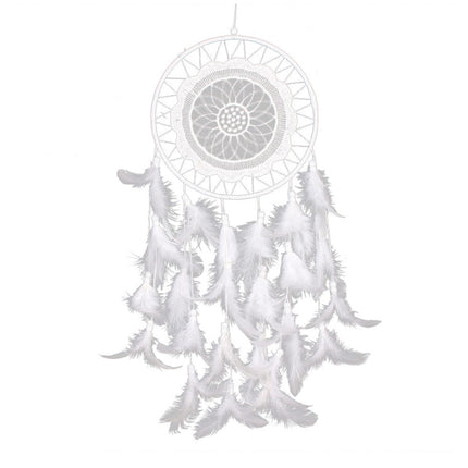 Creative White Lace Flower Dream Catcher Wind Chimes Feather Pendant for Home Wall Decorations Ornament, Random Style Delivery-garmade.com