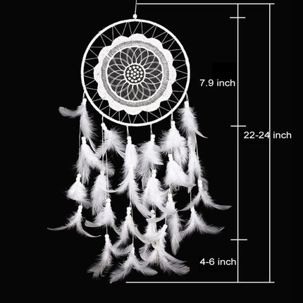 Creative White Lace Flower Dream Catcher Wind Chimes Feather Pendant for Home Wall Decorations Ornament, Random Style Delivery-garmade.com