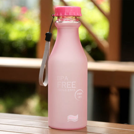 550mL Frost Leak-proof Plastic Portable Soda Bottle Sealed Simple Student Handy Beverage Bottle(Pink)-garmade.com