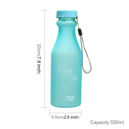 550mL Frost Leak-proof Plastic Portable Soda Bottle Sealed Simple Student Handy Beverage Bottle(Blue)-garmade.com