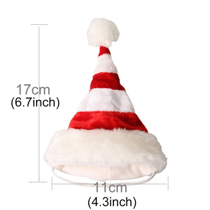 Western Red and White Striped Pet Dog Christmas Hat, Comfortable Children Dressing Up Christmas Hat(Red)-garmade.com
