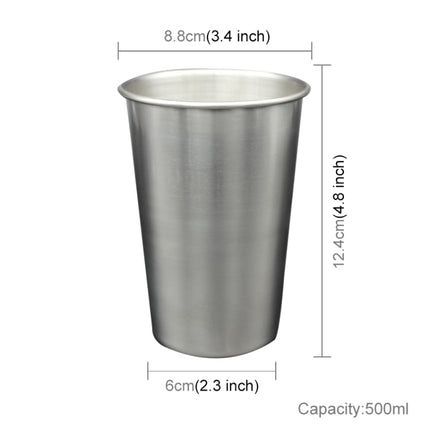 500ml Single Wall Electropolished Stainless Steel Curling Edge Beverage Cup With Rubber Circle Band And Cap(Green)-garmade.com