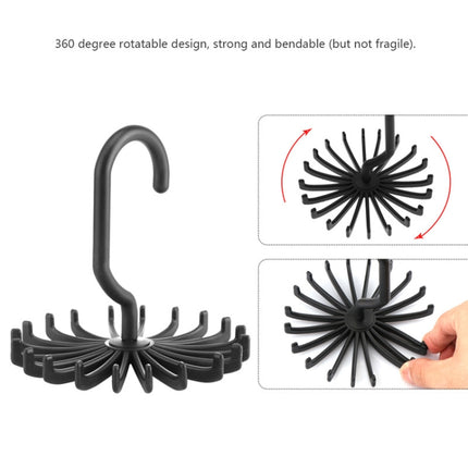 20 Claws 360 Degree Rotatable Tie Rack Belt Scarf Hanger Holder, Size: S(Black)-garmade.com