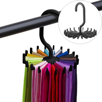 20 Claws 360 Degree Rotatable Tie Rack Belt Scarf Hanger Holder, Size: S(Black)-garmade.com