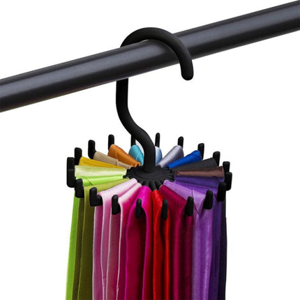 20 Claws 360 Degree Rotatable Tie Rack Belt Scarf Hanger Holder, Size: S(Black)-garmade.com