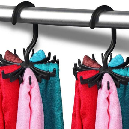 20 Claws 360 Degree Rotatable Tie Rack Belt Scarf Hanger Holder, Size: S(Black)-garmade.com