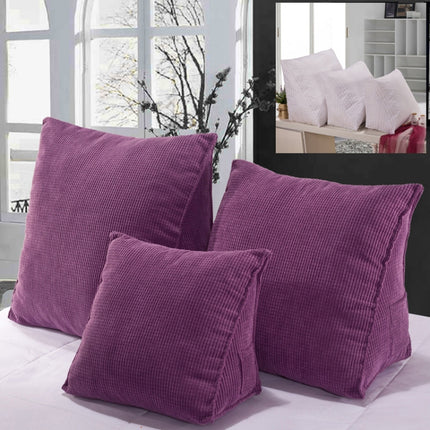 Three-dimensional Triangular Wedge Tatami Cushion Bed Backrest Waist Support Pillow with Interior Pillow, Size: 40cm x 36cm (Purple)-garmade.com